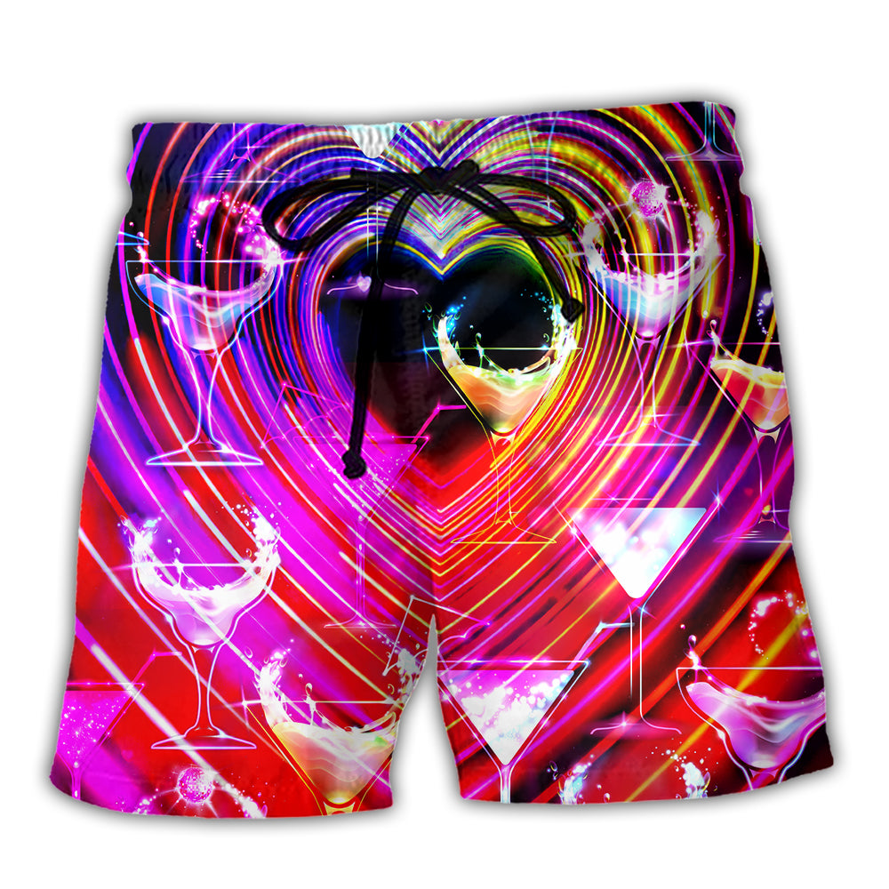 Cocktail Party Romantic Sweet Heart Neon Light - Beach Short - Owl Ohh - Owl Ohh