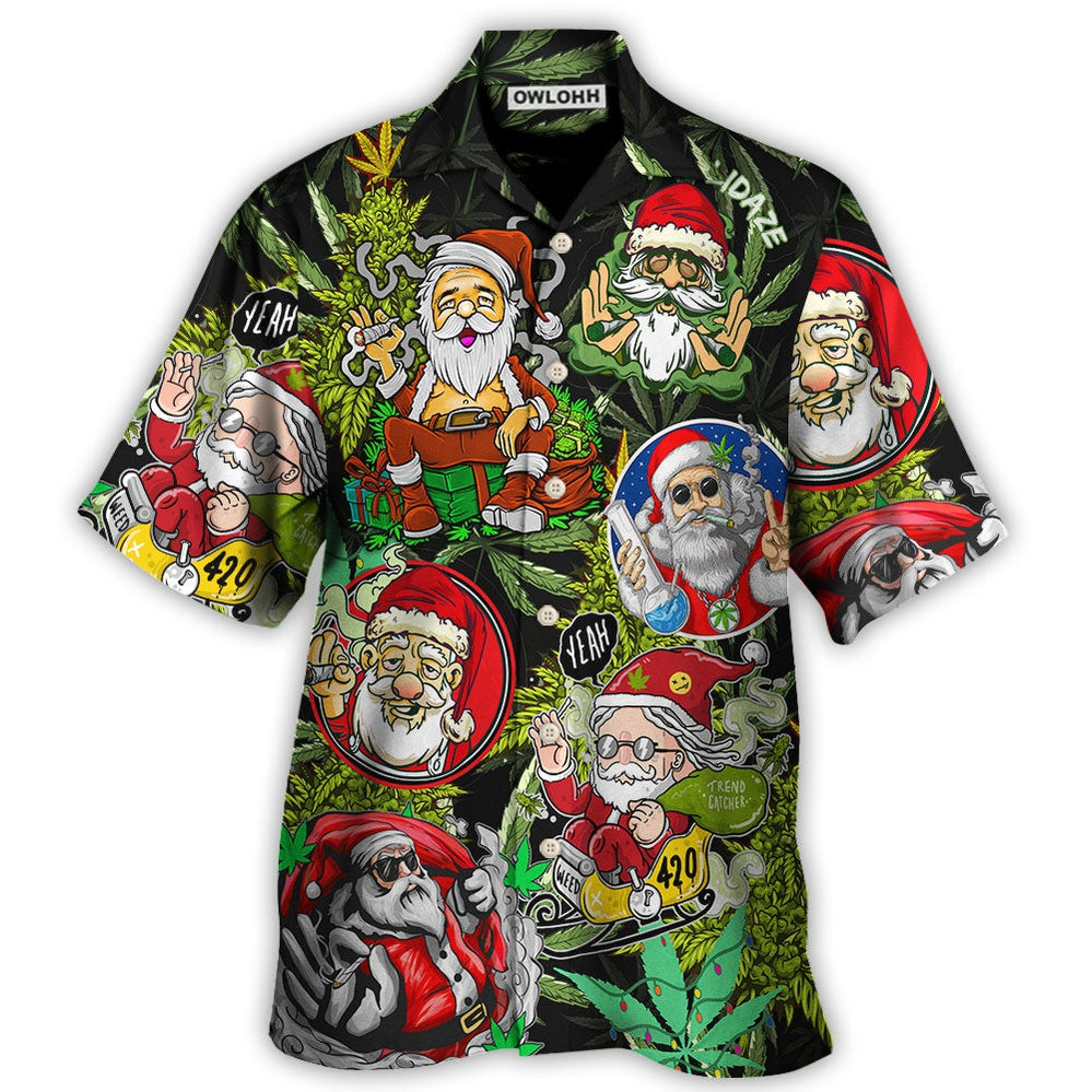 Christmas Weed Smoking Santa Hippie - Hawaiian Shirt - Owl Ohh for men and women, kids - Owl Ohh