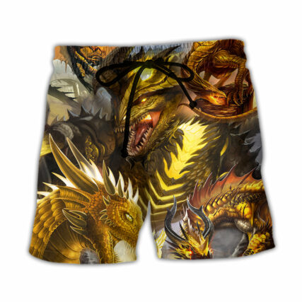 Dragon Gold Skull Lover Fight Art Style - Beach Short - Owl Ohh - Owl Ohh