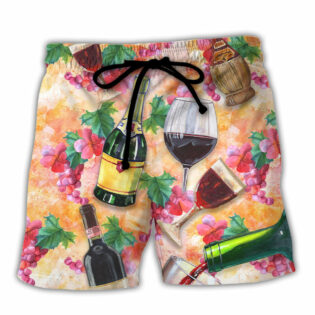Wine Colorful Drinking Style - Beach Short - Owl Ohh