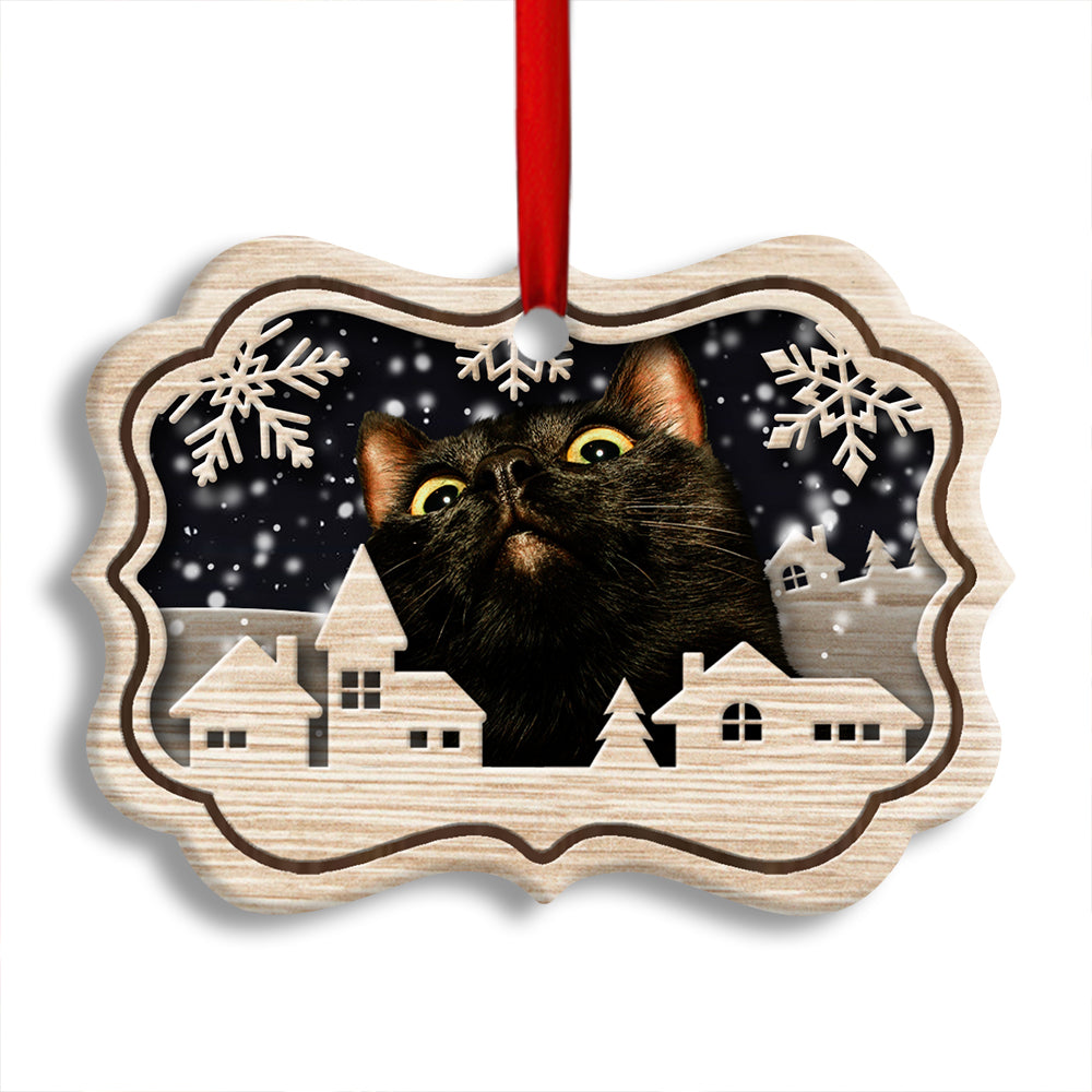 Christmas Cat Meow Xmas Winter Cats Cat Lovers - Horizontal Ornament - Owl Ohh - Owl Ohh