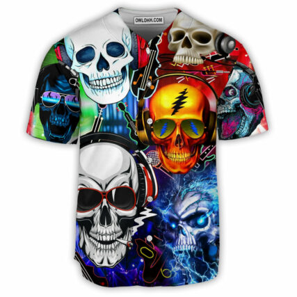 Skull Guitar Lets Get High - Baseball Jersey - Owl Ohh - Owl Ohh