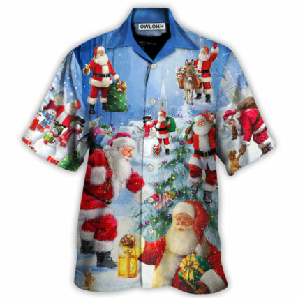 Christmas Santa Claus Is Coming Story Night Art Style - Hawaiian Shirt - Owl Ohh - Owl Ohh