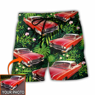 Car Eldorado Car Classic Tropical Flower Custom Photo - Beach Short - Owl Ohh - Owl Ohh