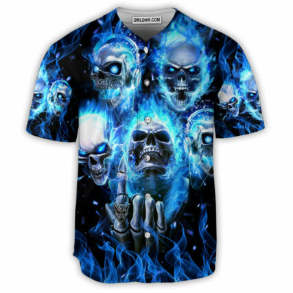 Skull Blue Skull Angry Style - Baseball Jersey - Owl Ohh - Owl Ohh