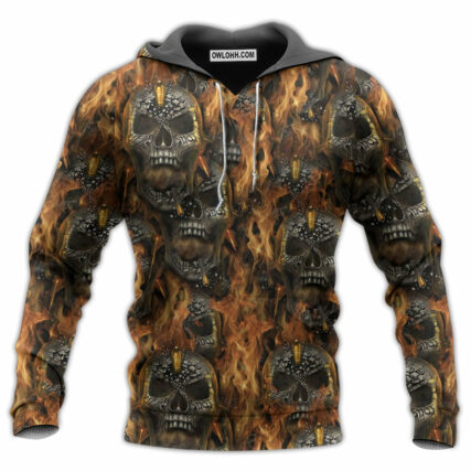 Skull Bullet Head Shot Fire - Hoodie - Owl Ohh - Owl Ohh