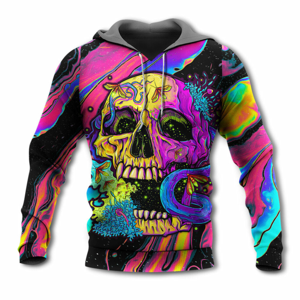 Skull And moth Night Butterfly Neon Style - Hoodie - Owl Ohh - Owl Ohh