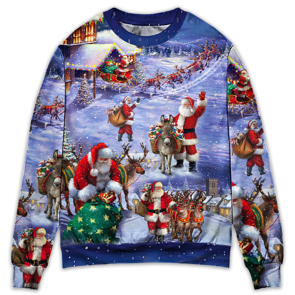 Christmas Santa Claus Story Night Gift For Xmas Painting Style - Sweater - Ugly Christmas Sweaters - Owl Ohh - Owl Ohh