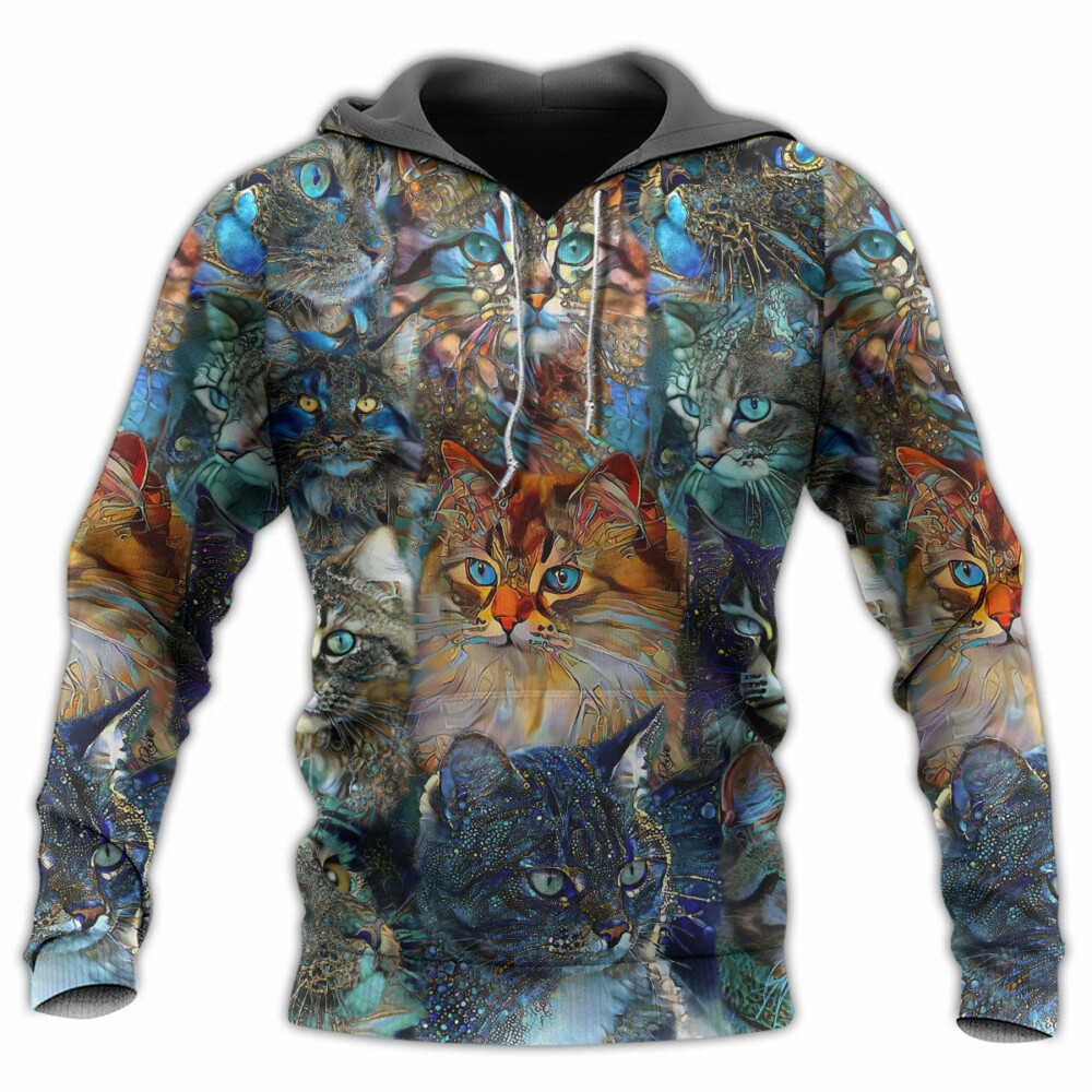 Cat Glass Art Colorful Cat Lover - Hoodie - Owl Ohh - Owl Ohh