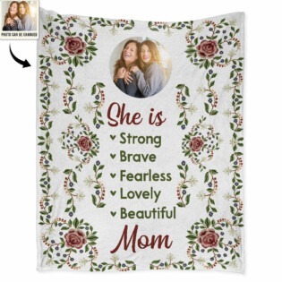 Mother's Day She Is Lovely Beautiful Mom Custom Photo - Flannel Blanket - Personalized Photo Gifts-Owl Ohh