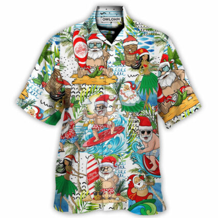 Christmas Santa Aloha Beach Vibe - Hawaiian Shirt - Owl Ohh - Owl Ohh