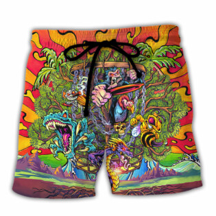Disc Golf Ball Games Tree Tropical Island Paradise - Beach Short - Owl Ohh - Owl Ohh
