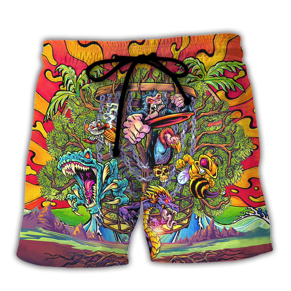Disc Golf Ball Games Tree Tropical Island Paradise - Beach Short - Owl Ohh - Owl Ohh