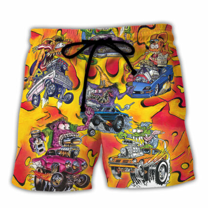 Hot Rod Vintage Racing Savage Burn Energy - Beach Short - Owl Ohh - Owl Ohh