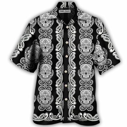 Skull Diamond Pattern Black And White - Hawaiian Shirt - Owl Ohh - Owl Ohh