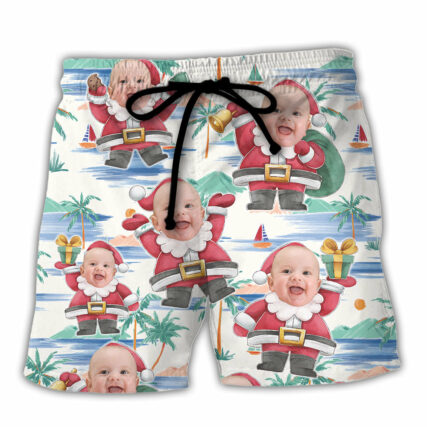 Christmas Santa Summer Beach Custom Photo - Beach Short - Owl Ohh - Owl Ohh