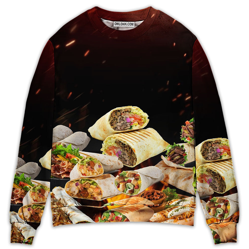 Food Burritos Fast Food Delicious - Sweater - Ugly Christmas Sweaters - Owl Ohh - Owl Ohh