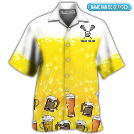 Beer I Like Beer My Lacrosse And Maybe 3 People Personalized - Hawaiian Shirt - Owl Ohh - Owl Ohh