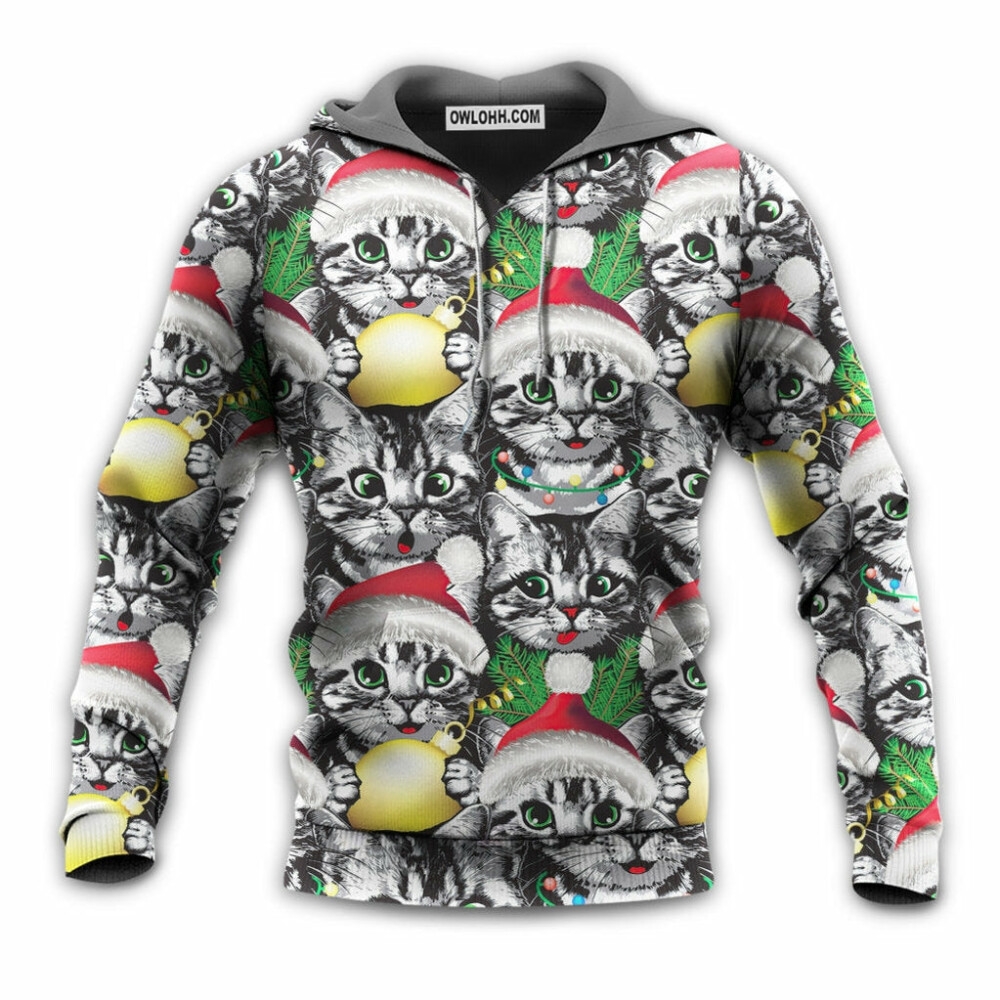 Christmas Meowy Xmas Cat Lover - Hoodie - Owl Ohh - Owl Ohh