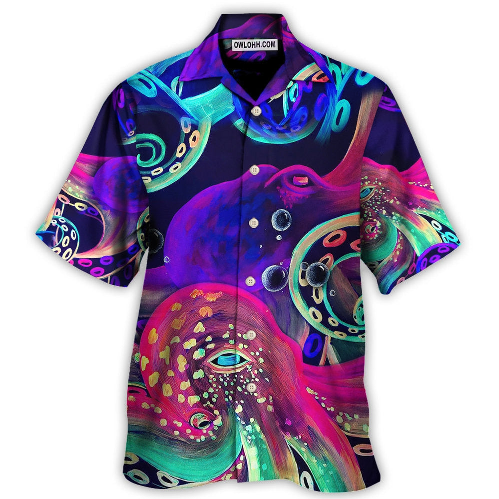 Octopus Neon Under The Sea - Hawaiian Shirt - Owl Ohh - Owl Ohh