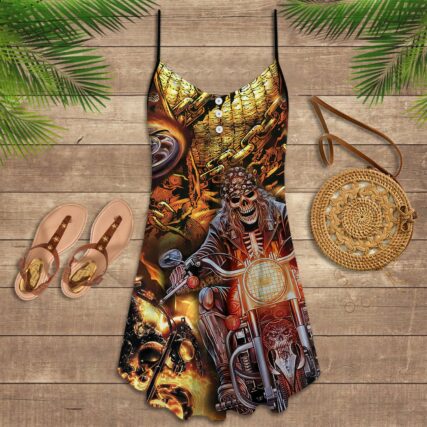 Motorcycle Skull Racing Fast - Summer Dress - Owl Ohh - Owl Ohh
