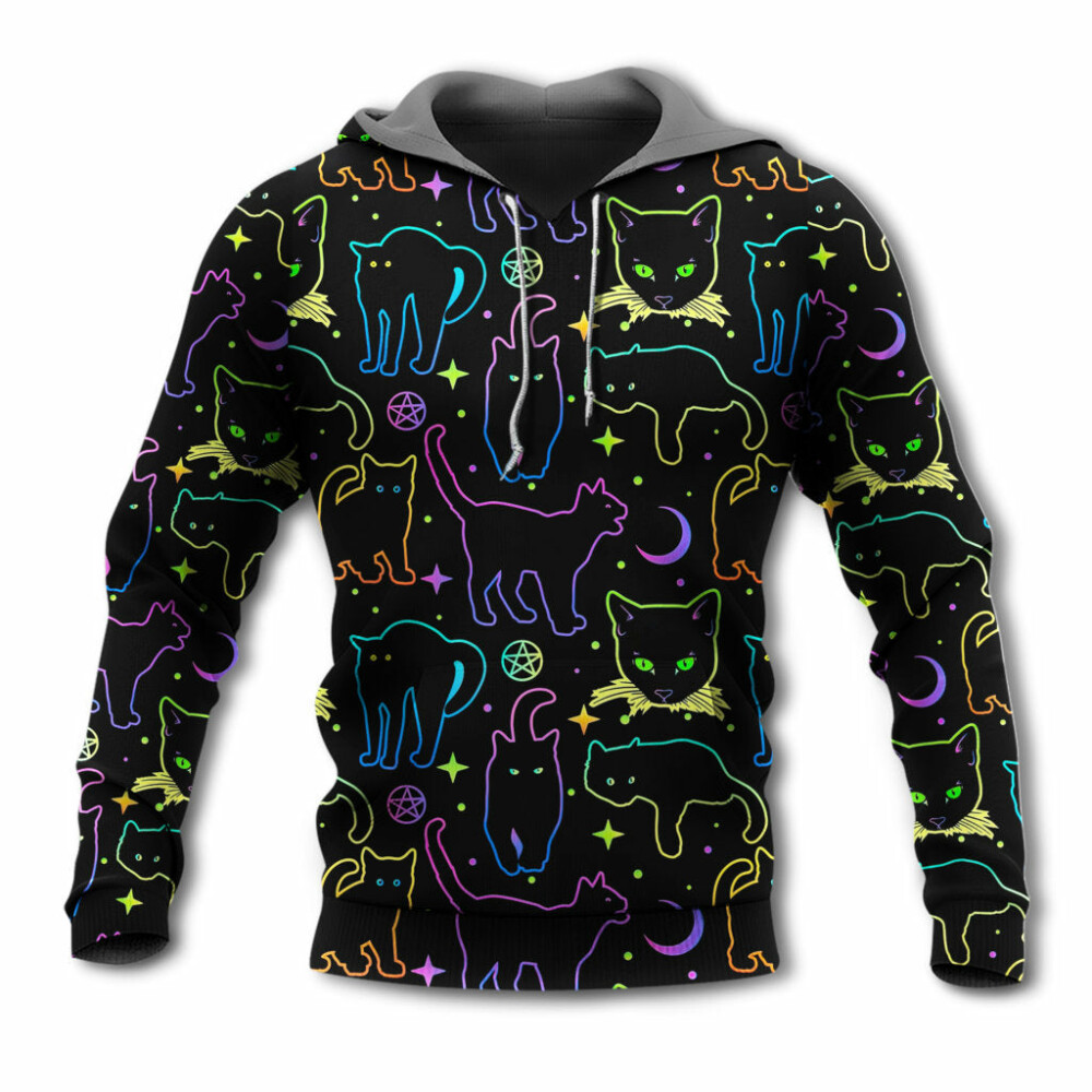 Cat Neon Colorful Playing With Kitten Magical - Hoodie - Owl Ohh - Owl Ohh