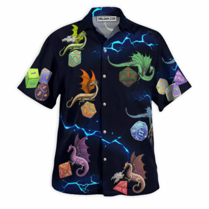 DnD Dragons & Dices Pattern - Hawaiian Shirt - Owl Ohh - Owl Ohh