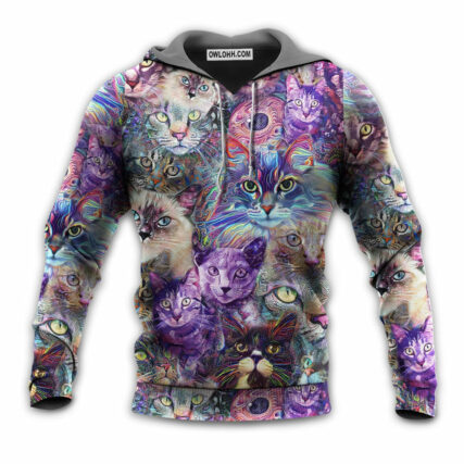 Cat Amazing Psychedelic Purple - Hoodie - Owl Ohh - Owl Ohh
