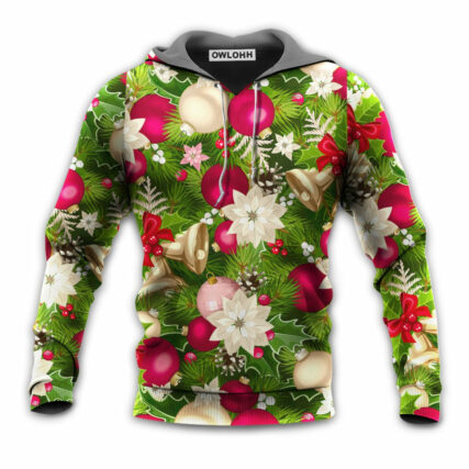 Christmas Fir-Tree And Poinsettia Flowers - Hoodie - Owl Ohh - Owl Ohh