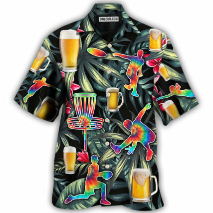 Beer And Disc Golf Tropical Flower Tie Dye - Hawaiian Shirt - Owl Ohh - Owl Ohh