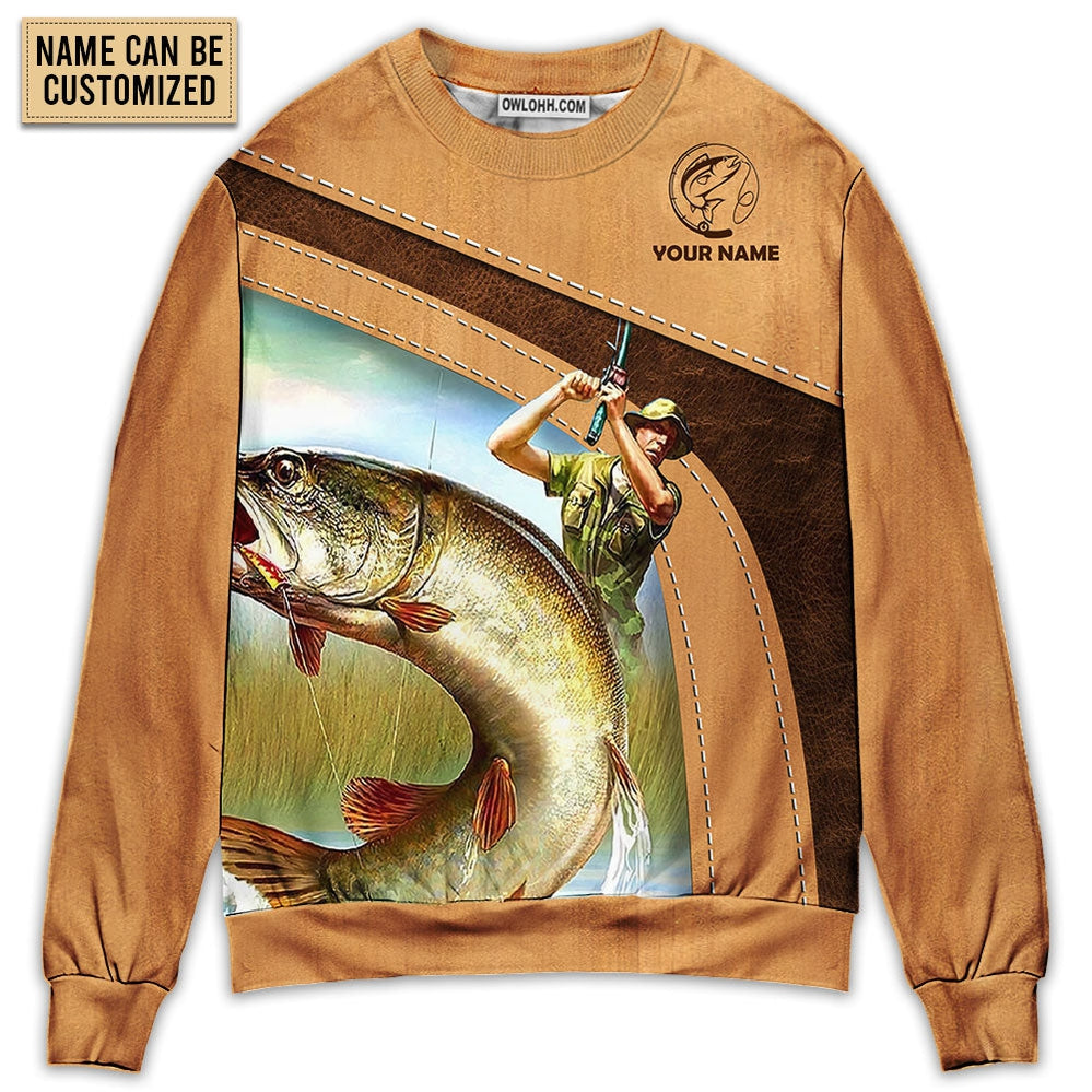 Fishing An Old Fisherman And The Best Catch Personalized - Sweater - Ugly Christmas Sweaters - Owl Ohh - Owl Ohh