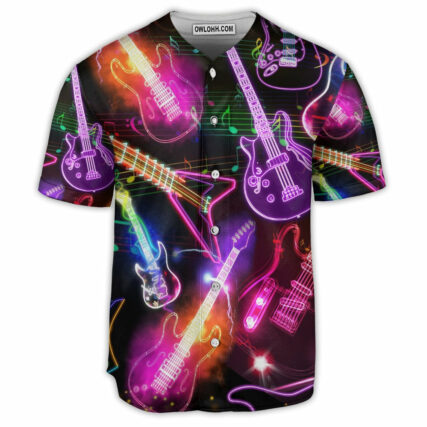Guitar Music Neon Amazing - Baseball Jersey - Owl Ohh - Owl Ohh