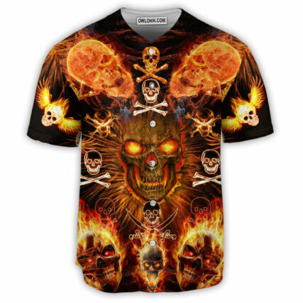 Skull Flaming - Baseball Jersey - Owl Ohh - Owl Ohh