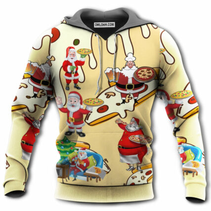 Christmas Santa Eating Pizza. It's Yummy - Hoodie - Owl Ohh - Owl Ohh