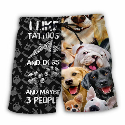 Tattoo I Like Tattoos And Dogs - Beach Short - Owl Ohh - Owl Ohh