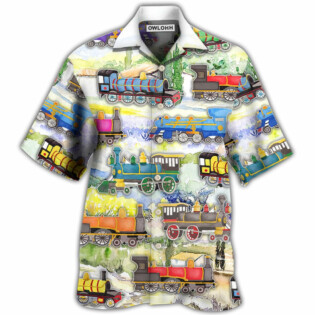 Train Watercolor Art Mountain - Hawaiian Shirt - Owl Ohh - Owl Ohh