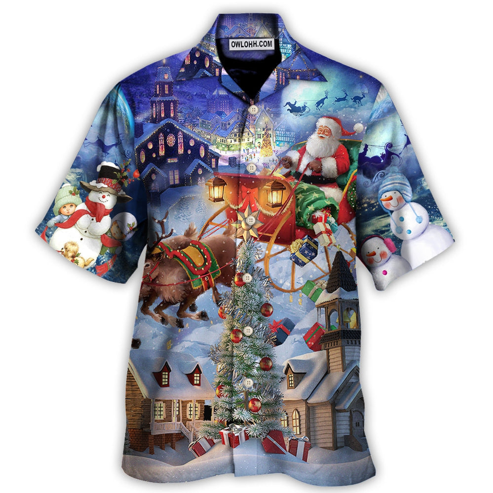 Christmas Rudolph Santa Claus Reindeer Gift Light Art Style - Hawaiian Shirt - Owl Ohh - Owl Ohh