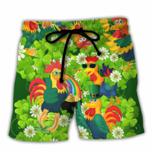 Chicken Roosters Bring Luck Shamrock - Beach Short - Owl Ohh - Owl Ohh