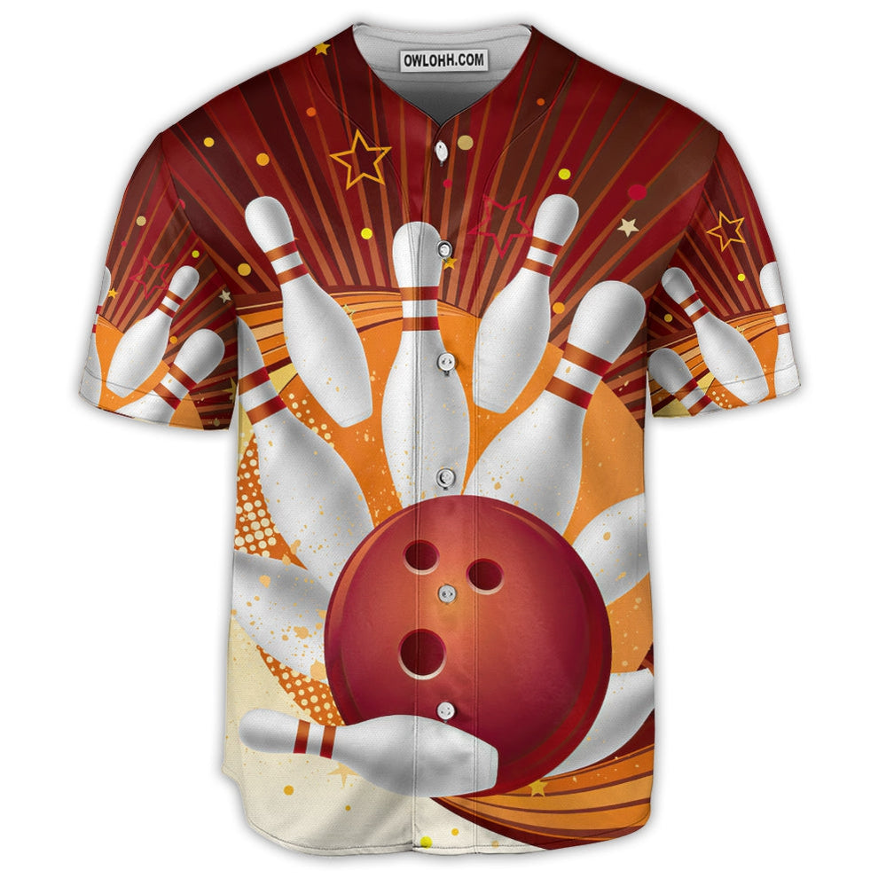 Bowling Strike Amazing Game Retro - Baseball Jersey - Owl Ohh - Owl Ohh
