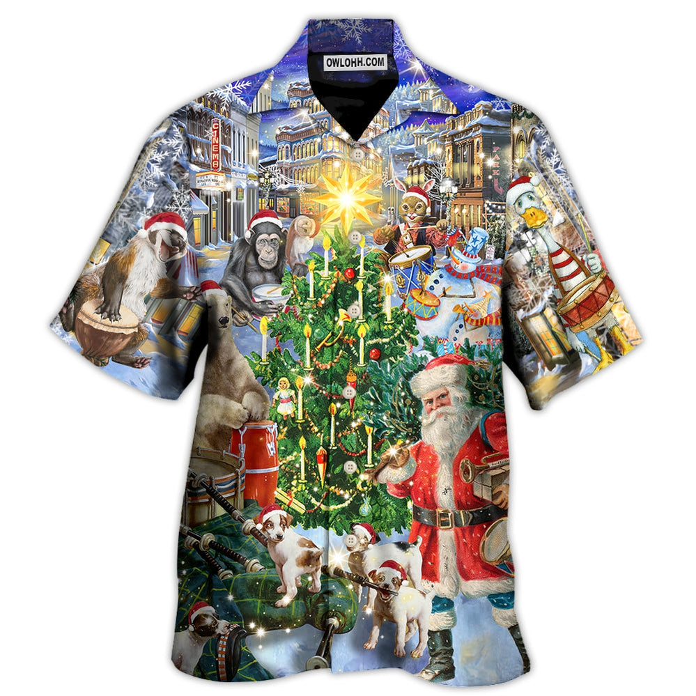 Christmas Animal Happiness With Drum - Hawaiian Shirt - Owl Ohh - Owl Ohh