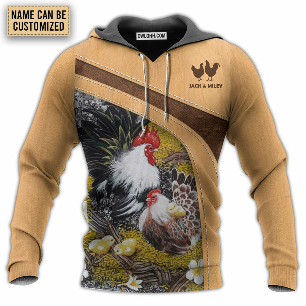Chicken An Old Rooster And His Cute Chick Personalized - Hoodie - Owl Ohh - Owl Ohh