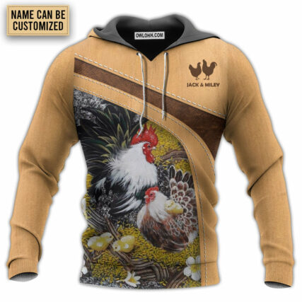 Chicken An Old Rooster And His Cute Chick Personalized - Hoodie - Owl Ohh - Owl Ohh