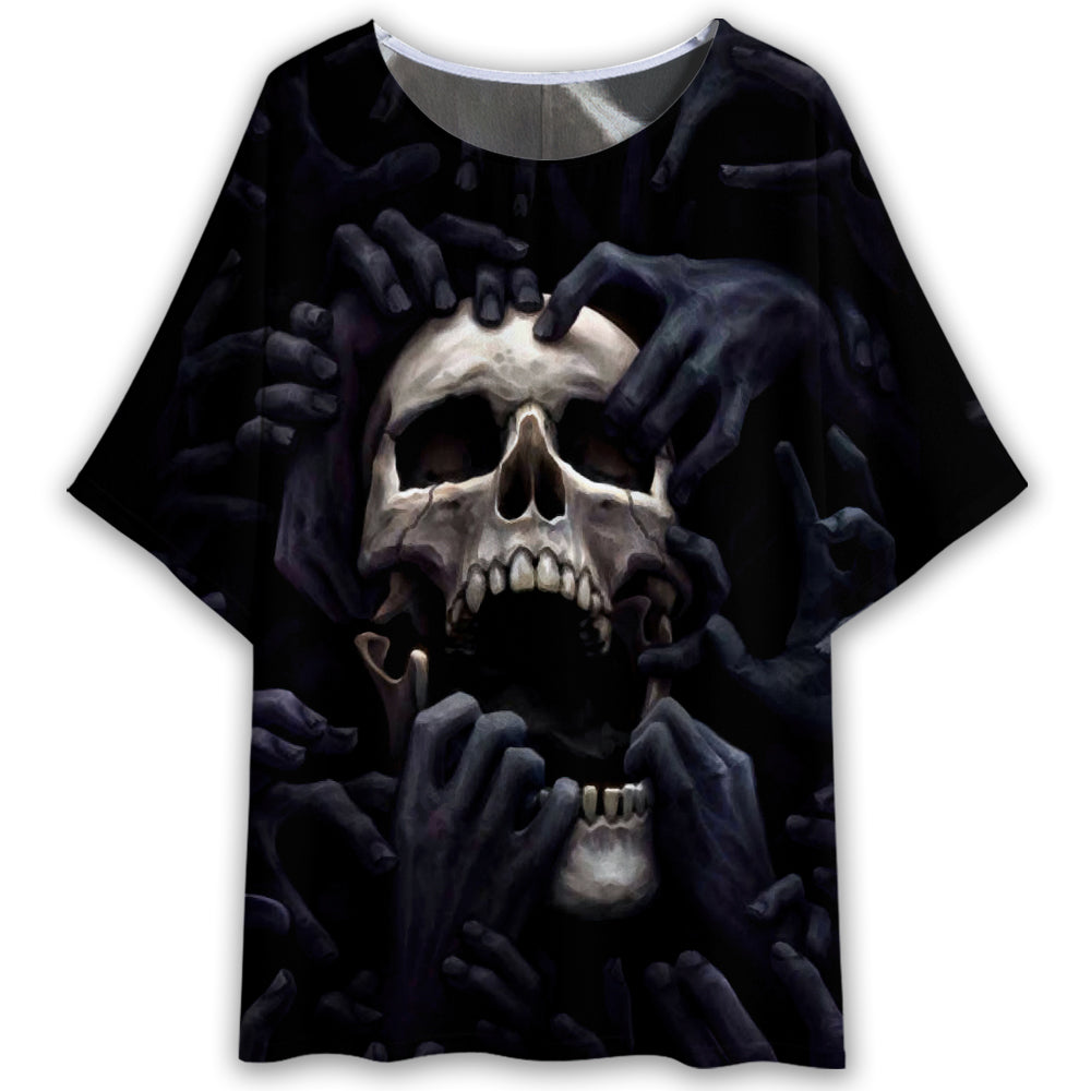 Skull Dark Screaming Amazing - Women's T-shirt With Bat Sleeve - Owl Ohh - Owl Ohh