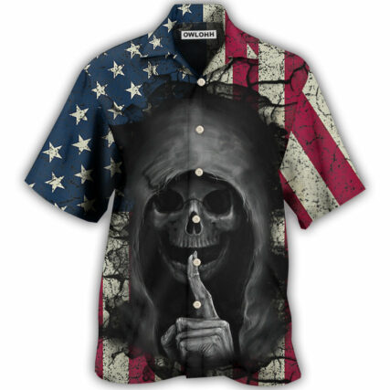 Skull Dark American Flag Vintage - Hawaiian Shirt - Owl Ohh - Owl Ohh