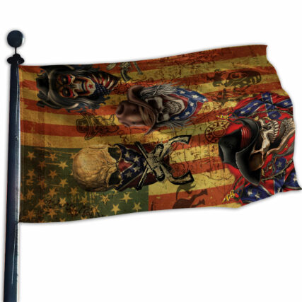 Skull Cowboy America Retro - House Flag - Owl Ohh - Owl Ohh