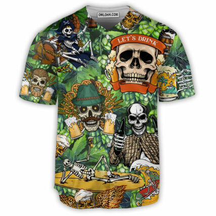 Skull Beer It's Beer Time Skull - Baseball Jersey - Owl Ohh - Owl Ohh