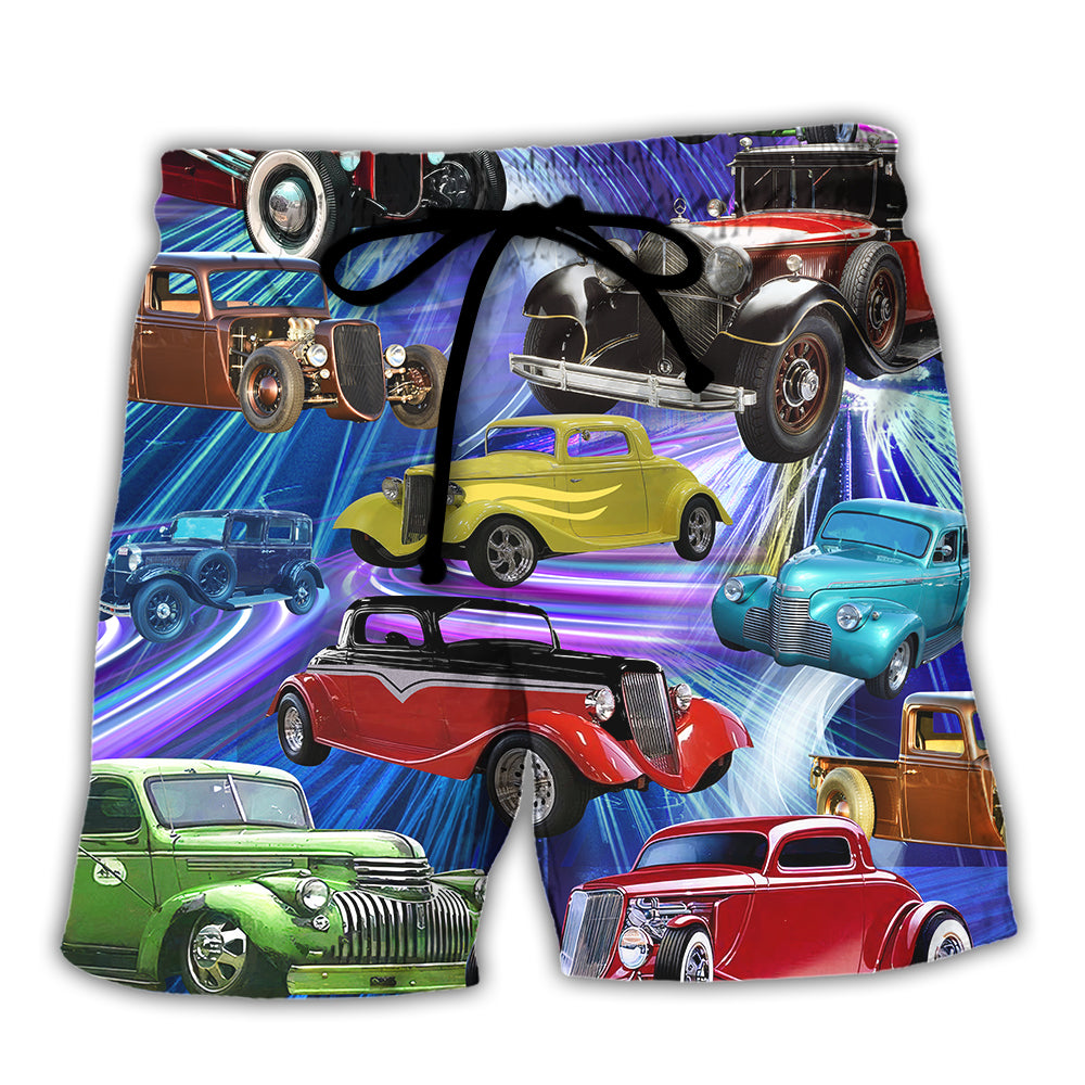 Car Green Red To Dream Stunning Style - Beach Short - Owl Ohh - Owl Ohh