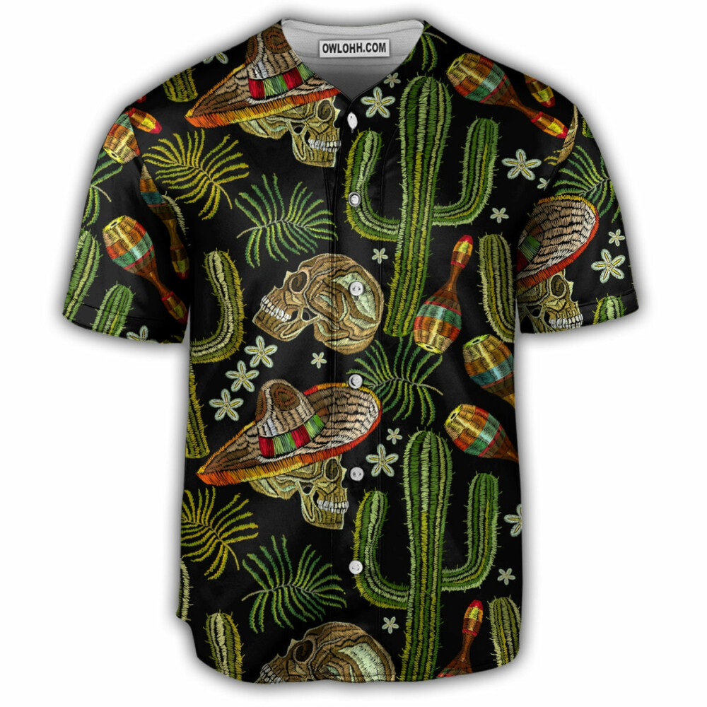 Skull Mexican Black Style - Baseball Jersey - Owl Ohh - Owl Ohh