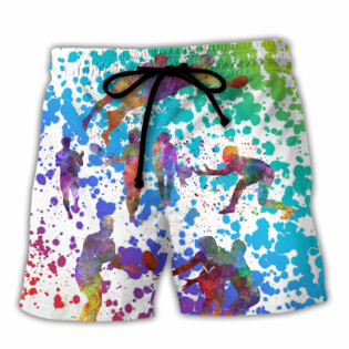 Rugby Colorful Painting - Beach Short - Owl Ohh - Owl Ohh