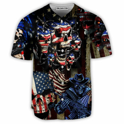 Skull America Angry - Baseball Jersey - Owl Ohh - Owl Ohh